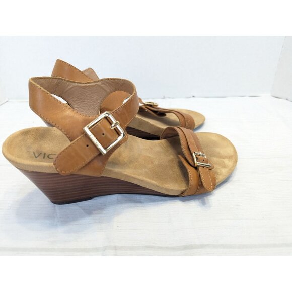 Vionic Noble Brown Laurie Wedge Sandals Tan Size 7 Comfort Beachy - Picture 2 of 15